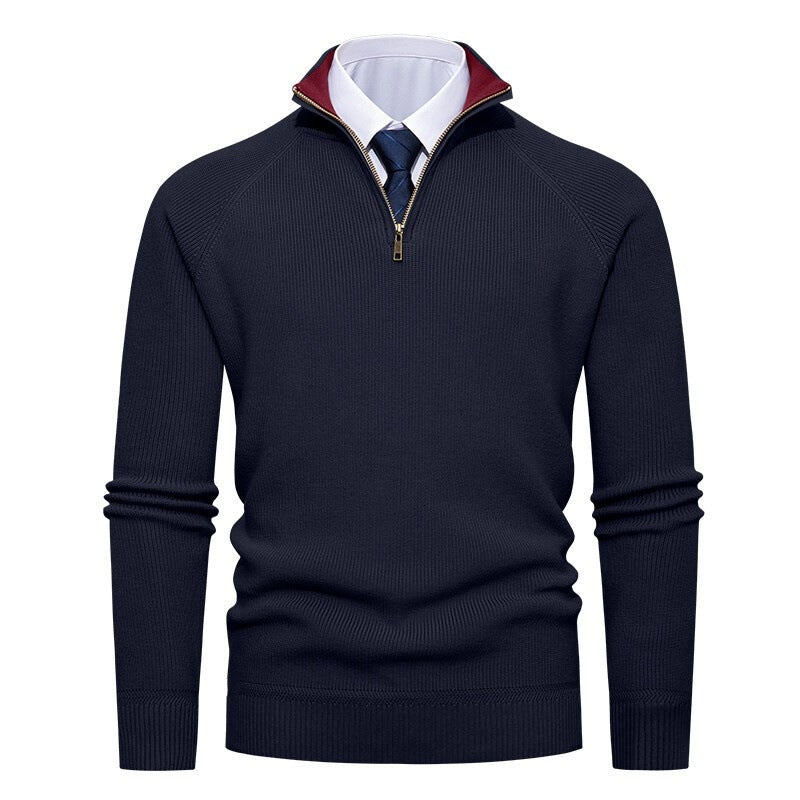Jersey de punto con media cremallera para hombre