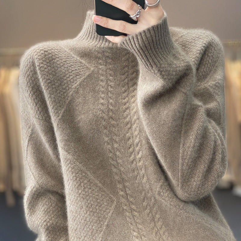 Jersey de punto trenzado con cuello alto