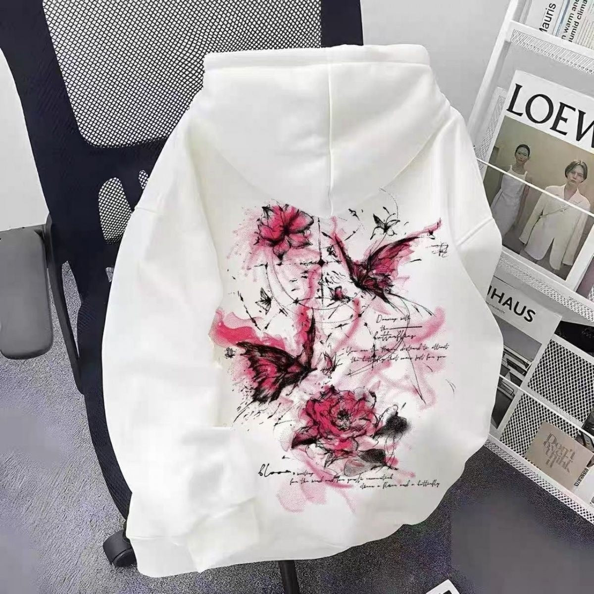 Sudadera infantil con capucha y estampado de mariposas