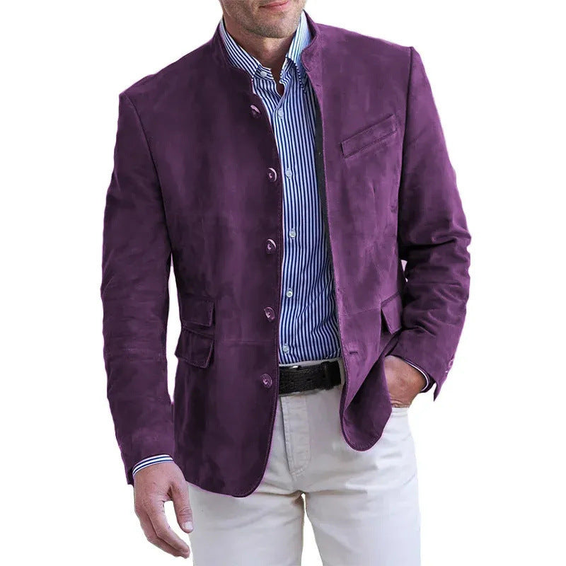 Americana de ante sintético entallada para hombre
