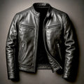 Chaqueta biker de polipiel con cuello mao para hombre
