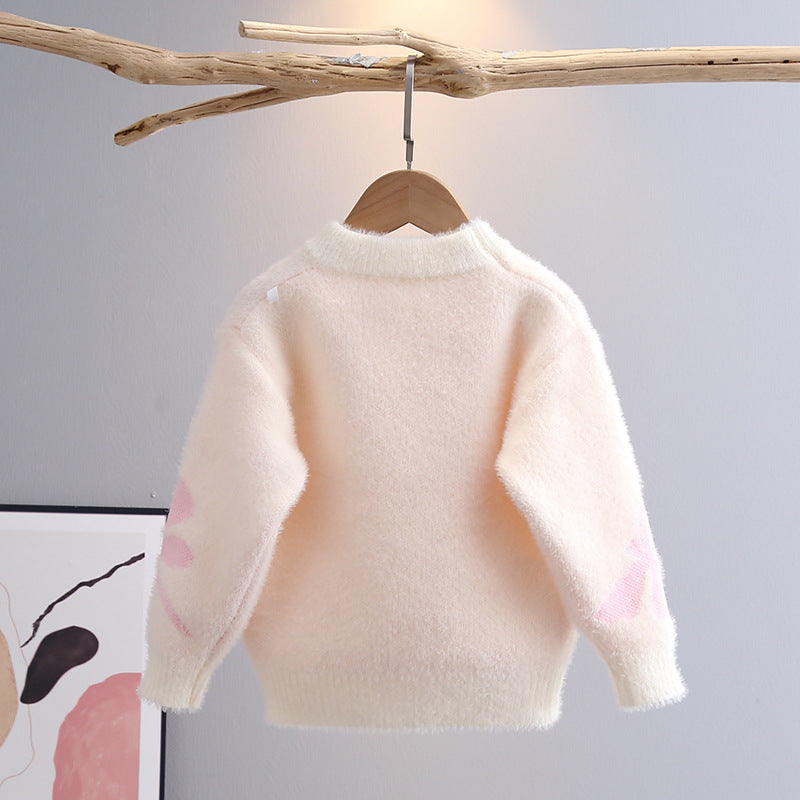Jersey de terciopelo para niña con apliques
