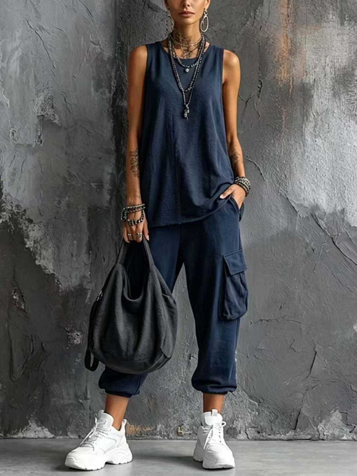 Conjunto de top sin mangas y pantalón