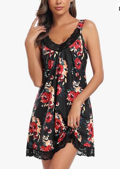 Camisón de modal con encaje y escote en V