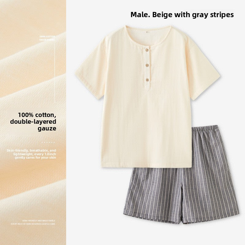 Pijama corto de gasa de algodón para hombre