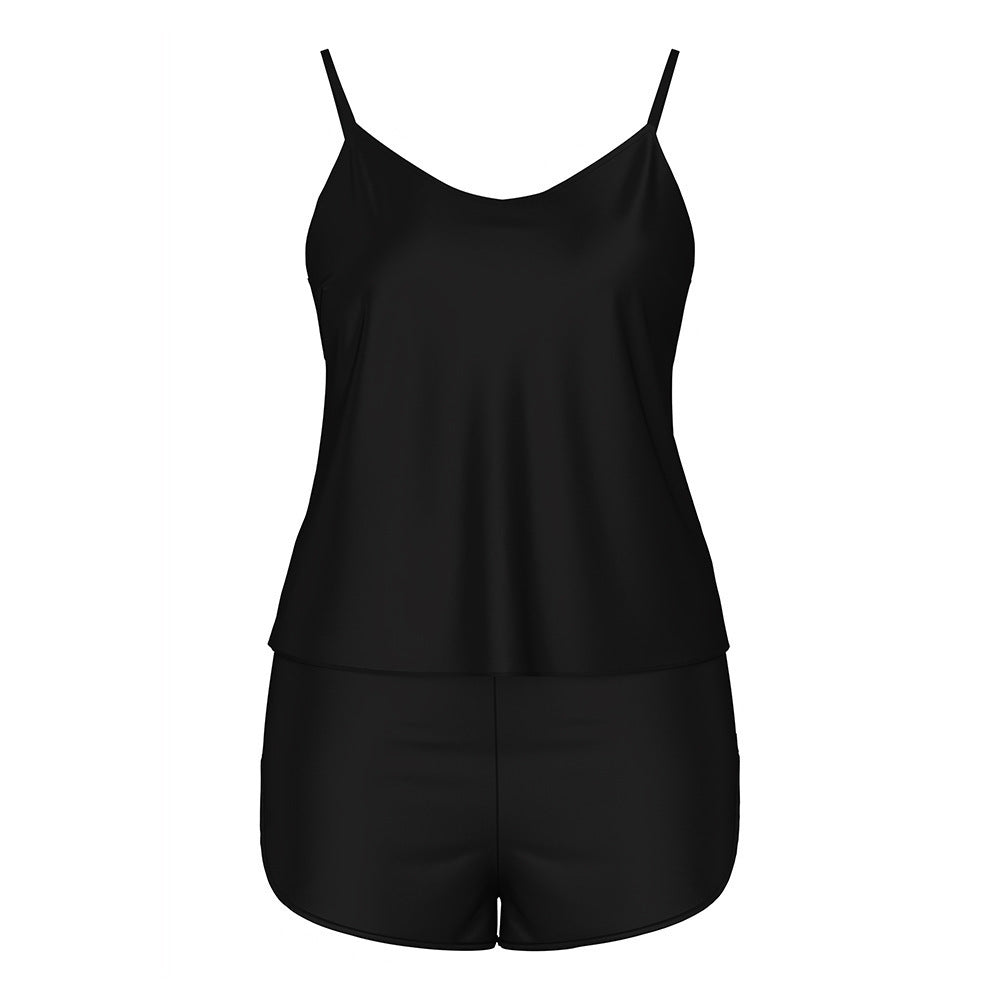 Pijama corto de satén de tirantes y short