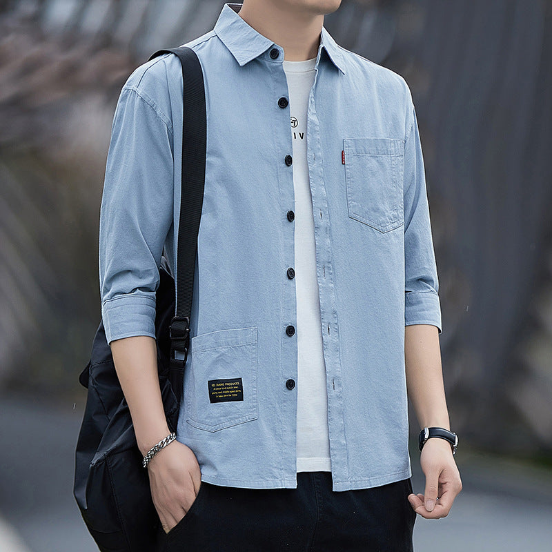 Camisa holgada de manga 3/4 para hombre