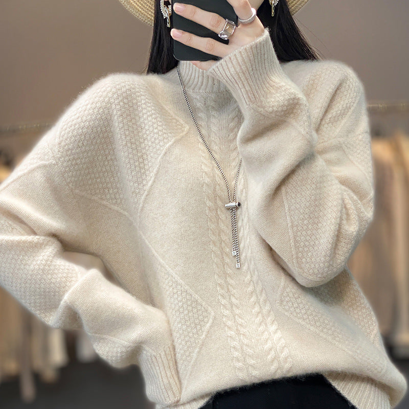 Jersey de punto trenzado con cuello alto