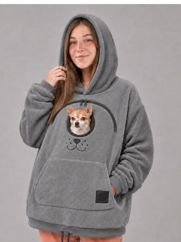 Sudadera de franela con capucha y bordado