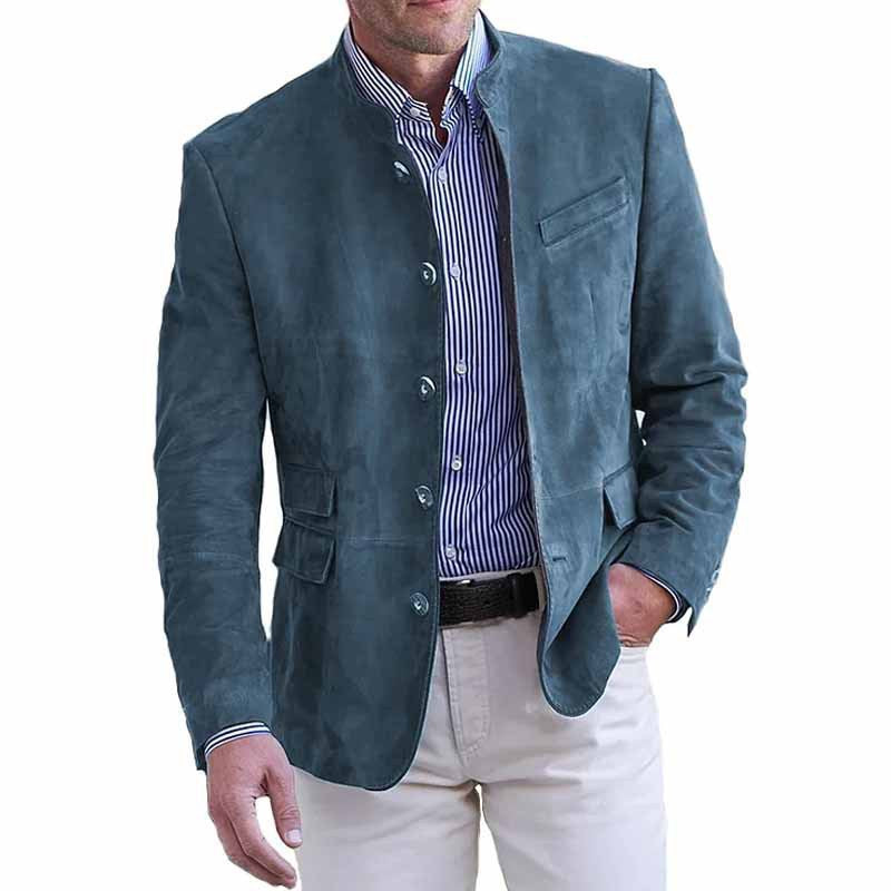 Americana de ante sintético entallada para hombre