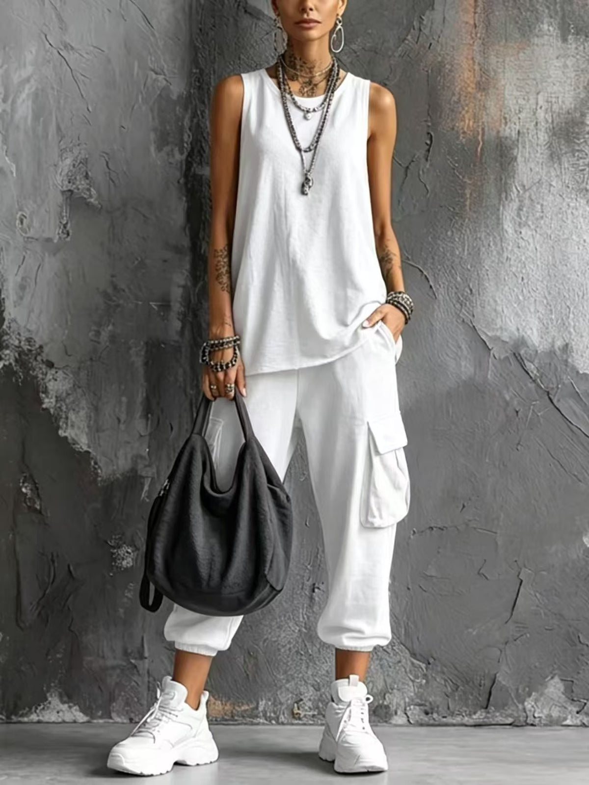 Conjunto de top sin mangas y pantalón
