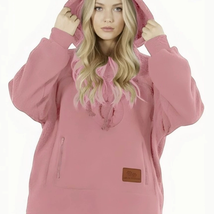 Sudadera polar con capucha y cordón