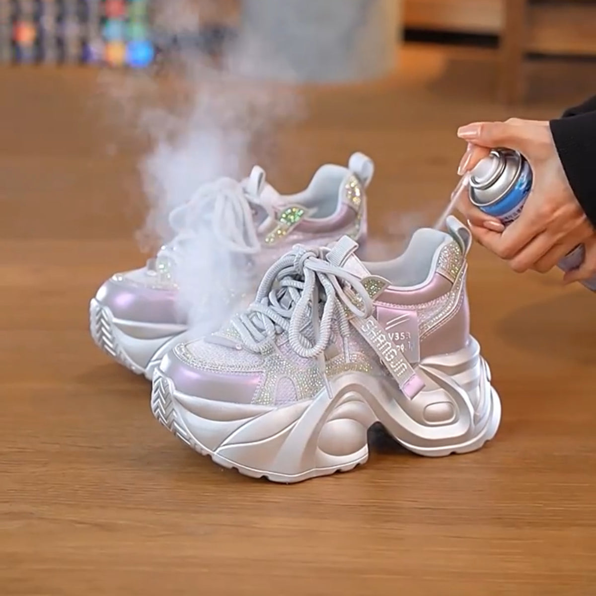 Zapatillas con plataforma de malla transpirable