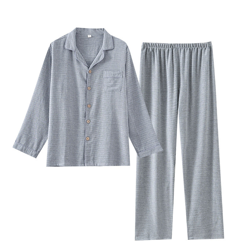 Pijama largo de algodón con dibujo de espiga para hombre