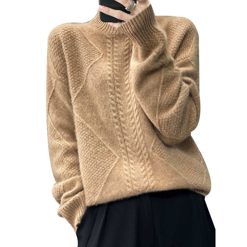 Jersey de punto trenzado con cuello alto