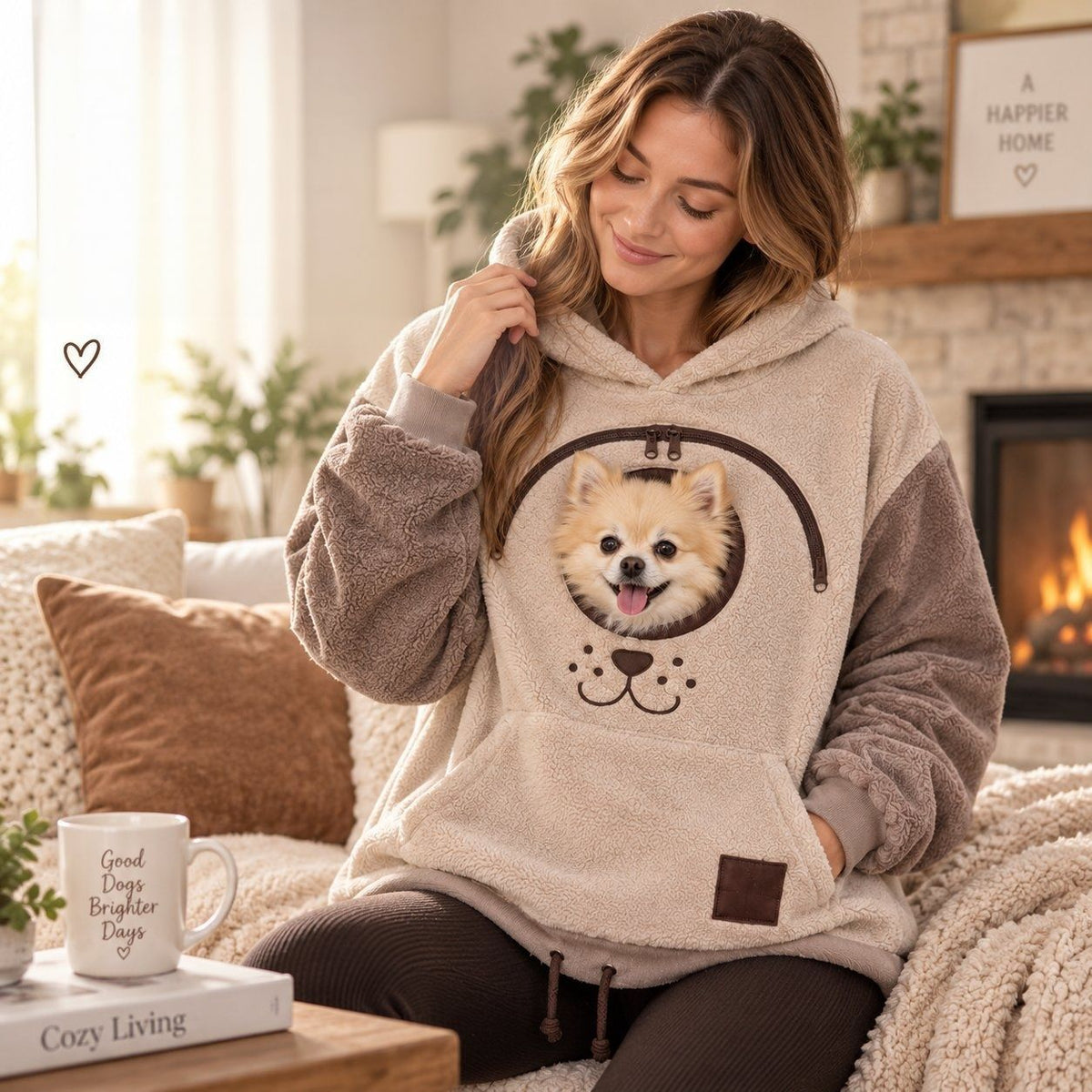 Sudadera de franela con capucha y bordado