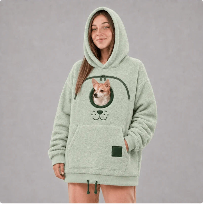 Sudadera de franela con capucha y bordado