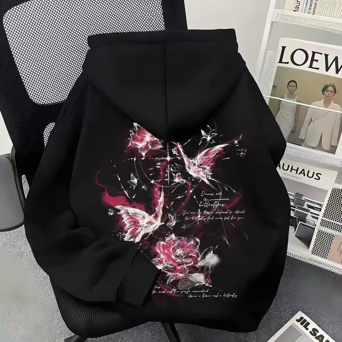 Sudadera infantil con capucha y estampado de mariposas