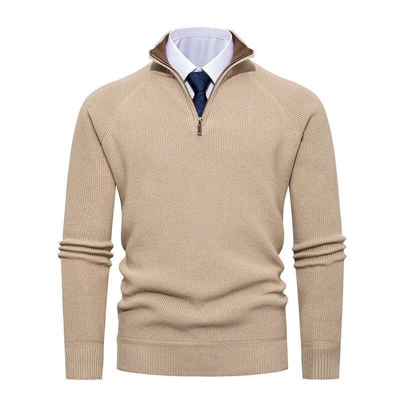 Jersey de punto con media cremallera para hombre