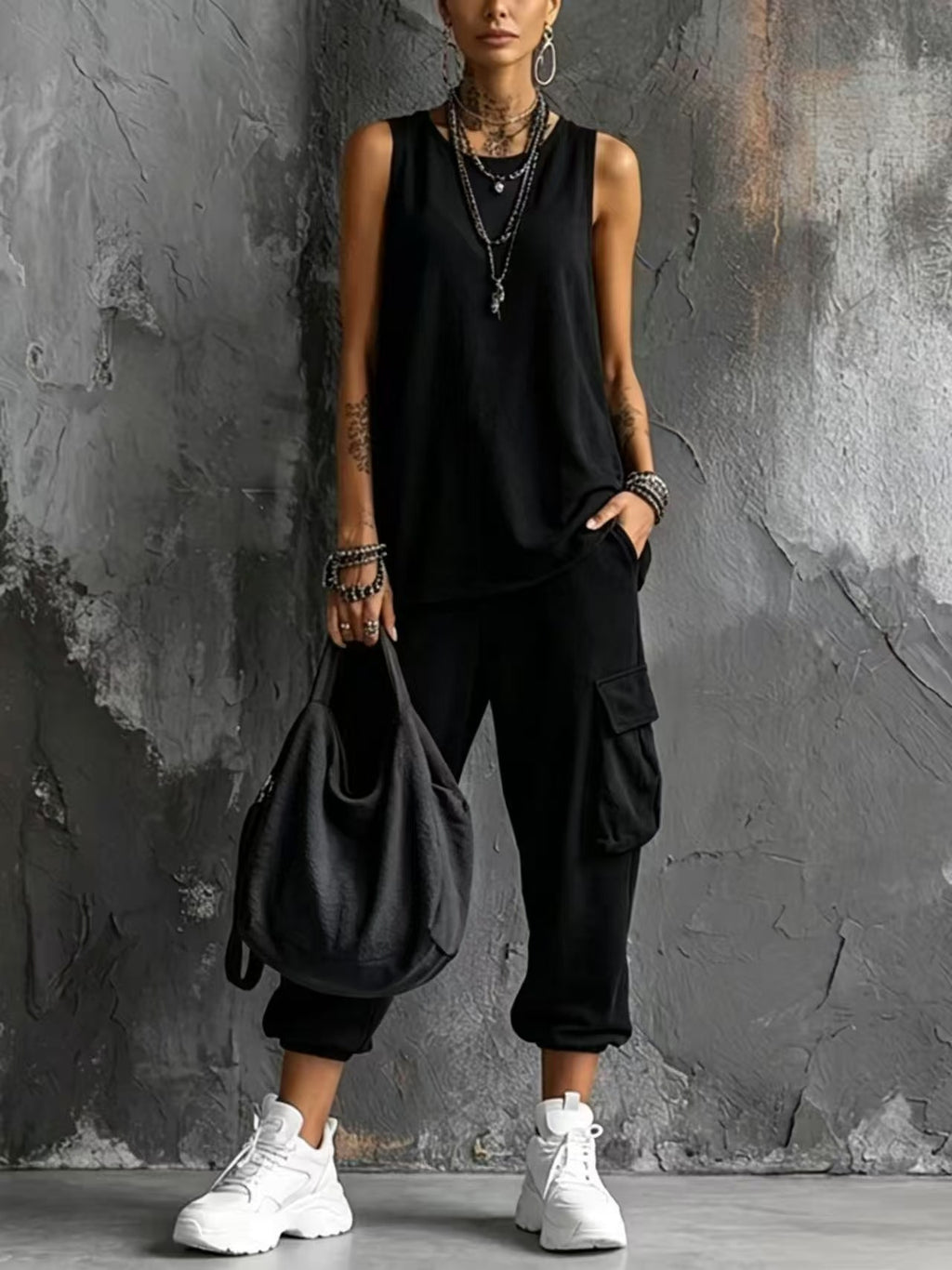 Conjunto de top sin mangas y pantalón