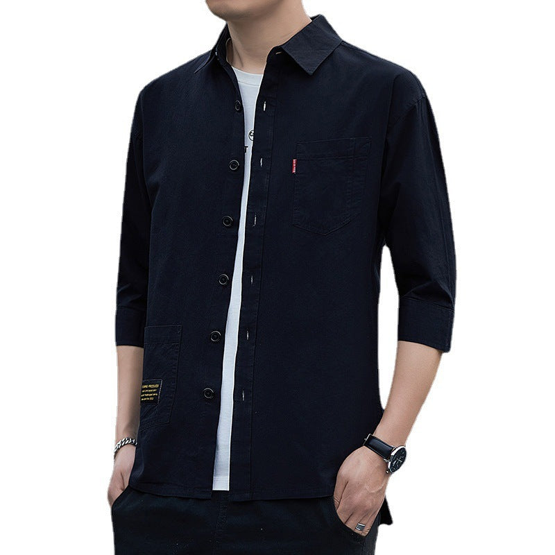 Camisa holgada de manga 3/4 para hombre