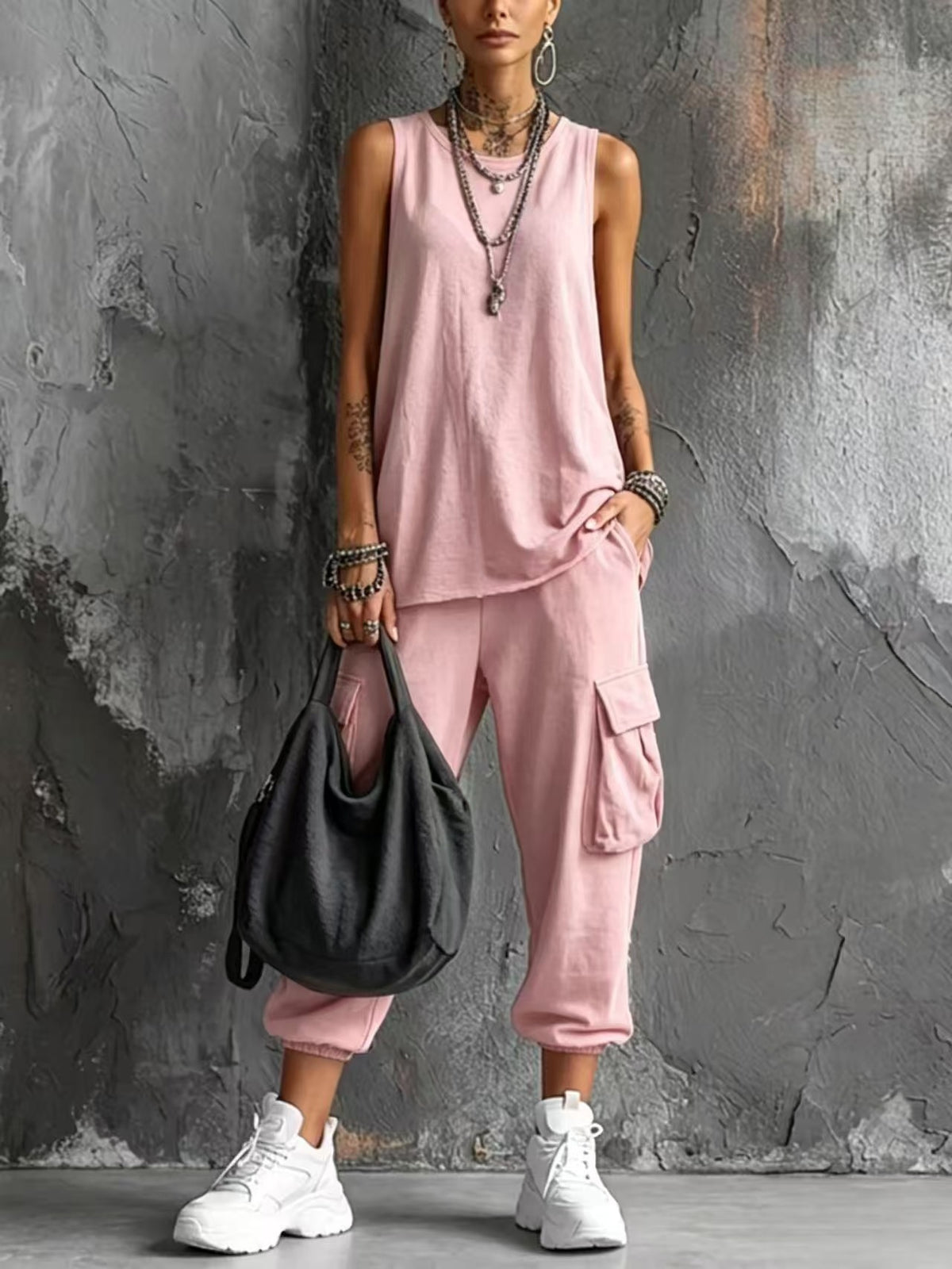 Conjunto de top sin mangas y pantalón