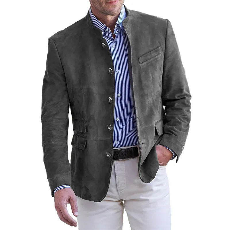 Americana de ante sintético entallada para hombre