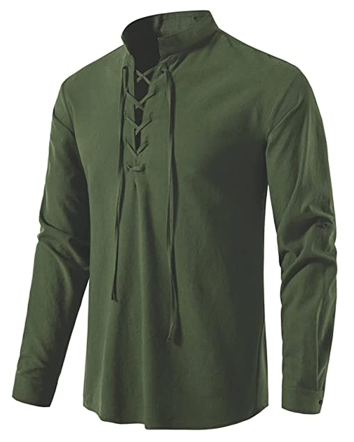 Camisa henley de lino y algodón para hombre