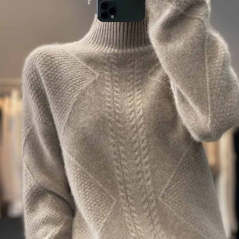 Jersey de punto trenzado con cuello alto