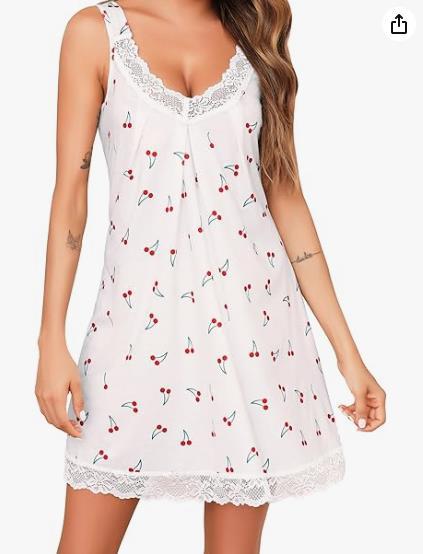 Camisón de modal con encaje y escote en V