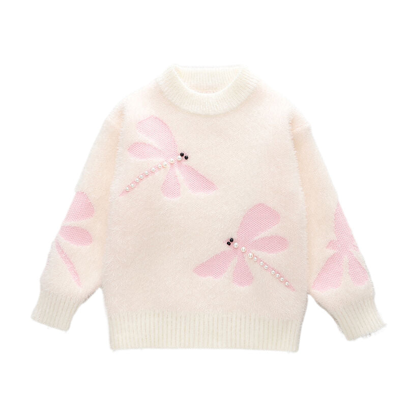 Jersey de terciopelo para niña con apliques