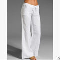 Pantalones anchos de lino y algodón de tiro alto