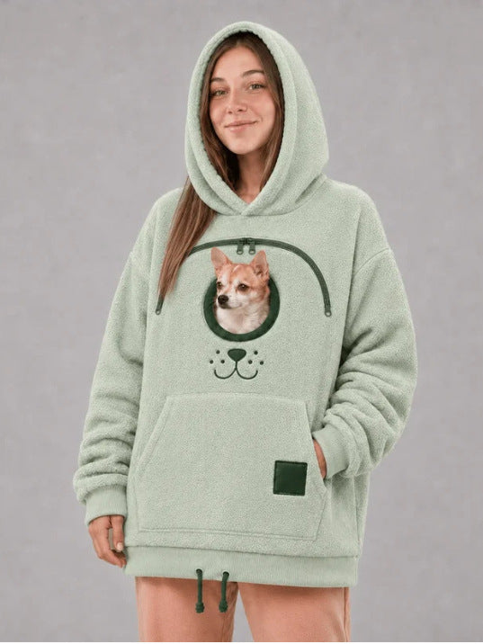 Sudadera de franela con capucha y bordado