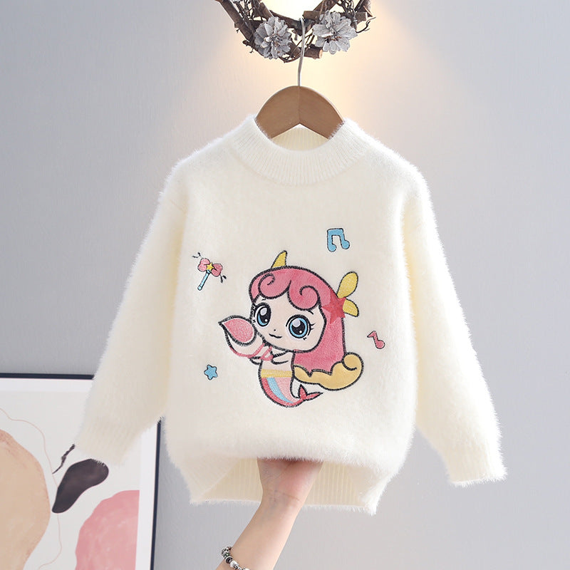 Jersey de terciopelo para niña con apliques