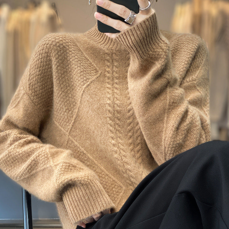 Jersey de punto trenzado con cuello alto