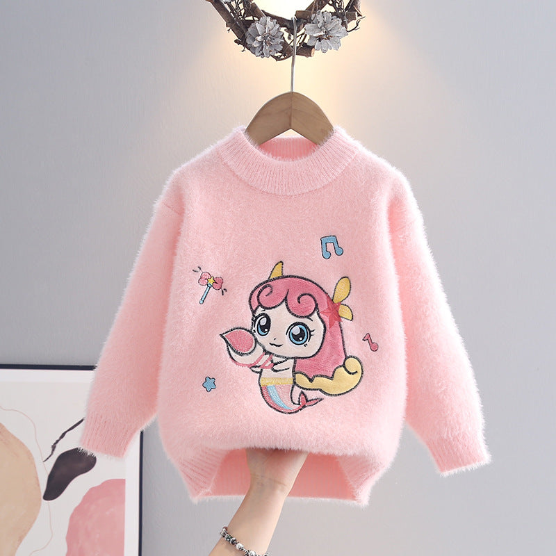 Jersey de terciopelo para niña con apliques