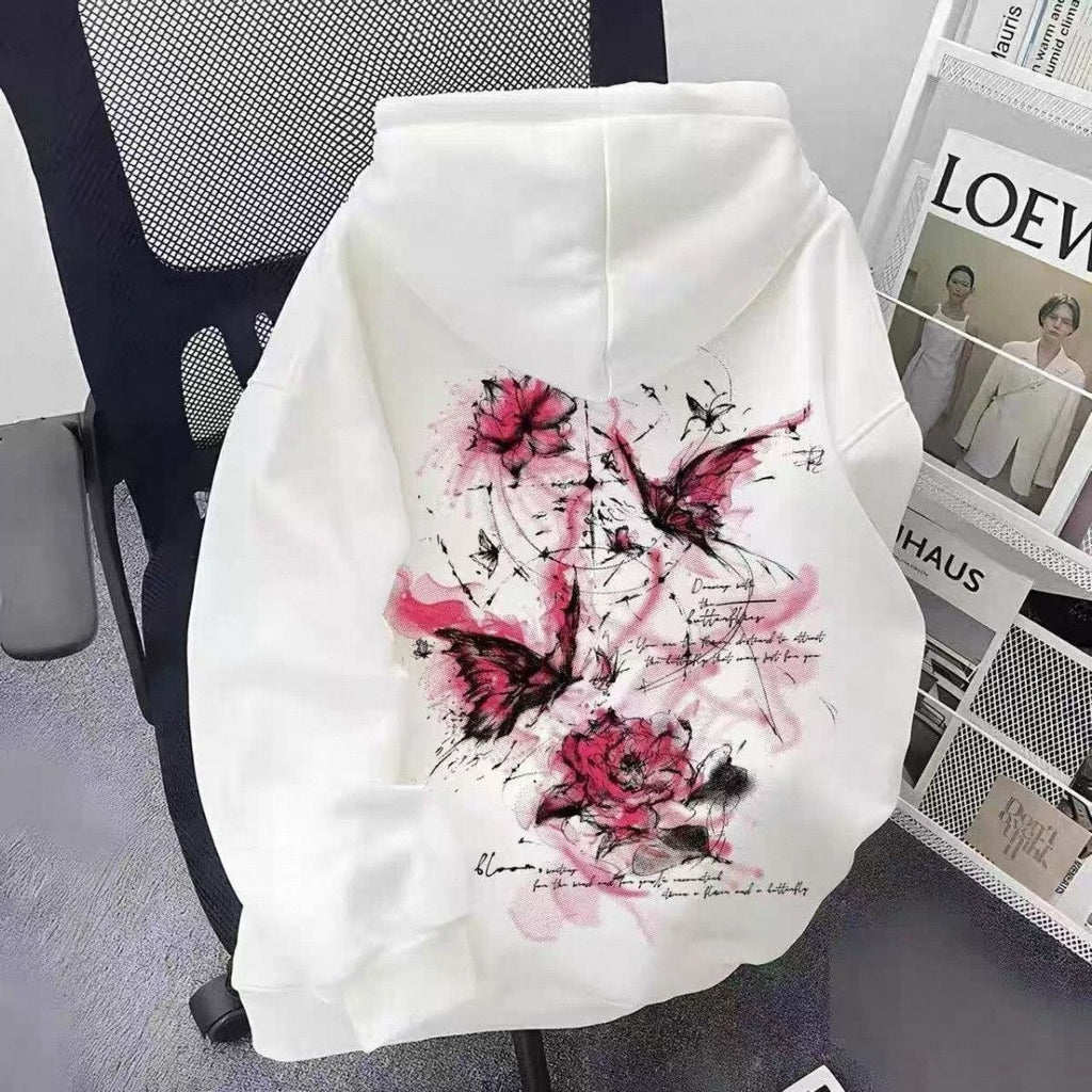 Sudadera infantil con capucha y estampado de mariposas