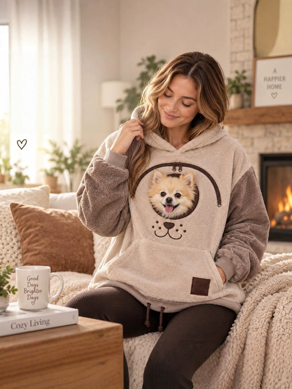 Sudadera de franela con capucha y bordado