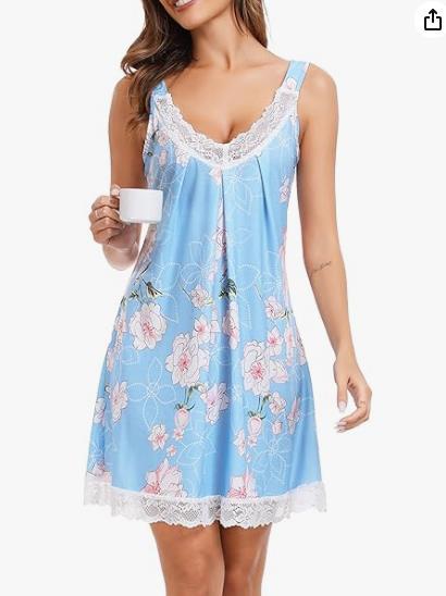 Camisón de modal con encaje y escote en V
