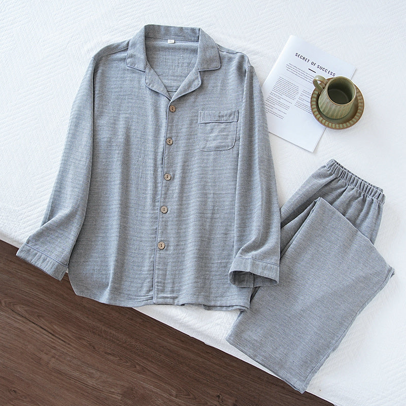 Pijama largo de algodón con dibujo de espiga para hombre