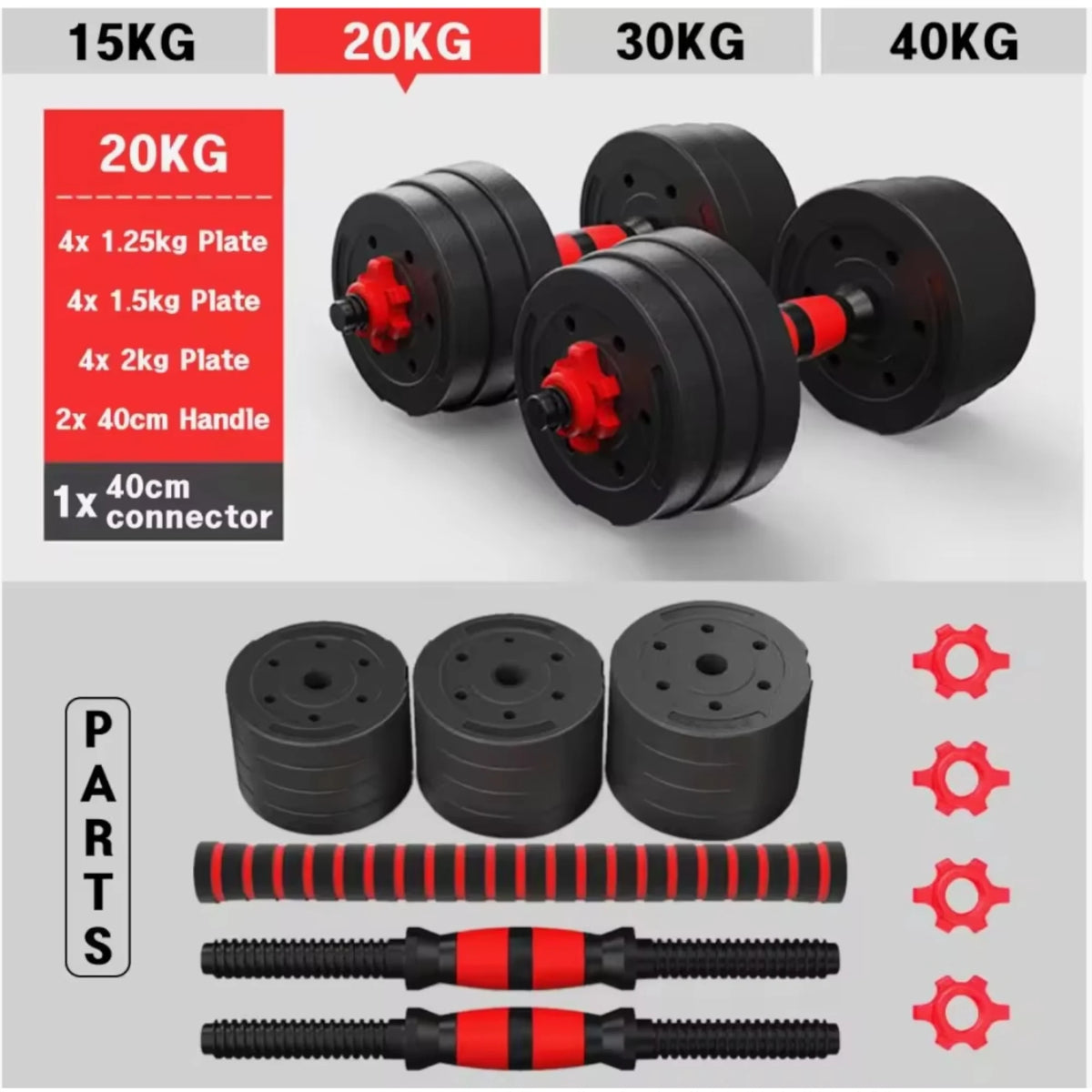 Mancuernas ajustables 2 en 1 (convertibles en barra)
