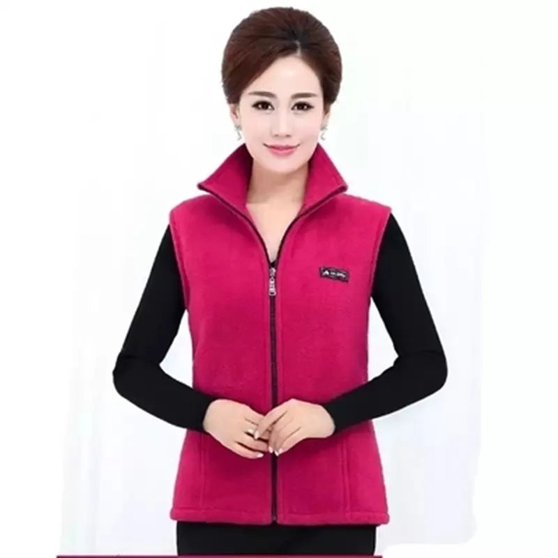 Chaleco polar sin mangas con cremallera para mujer (tallas grandes)