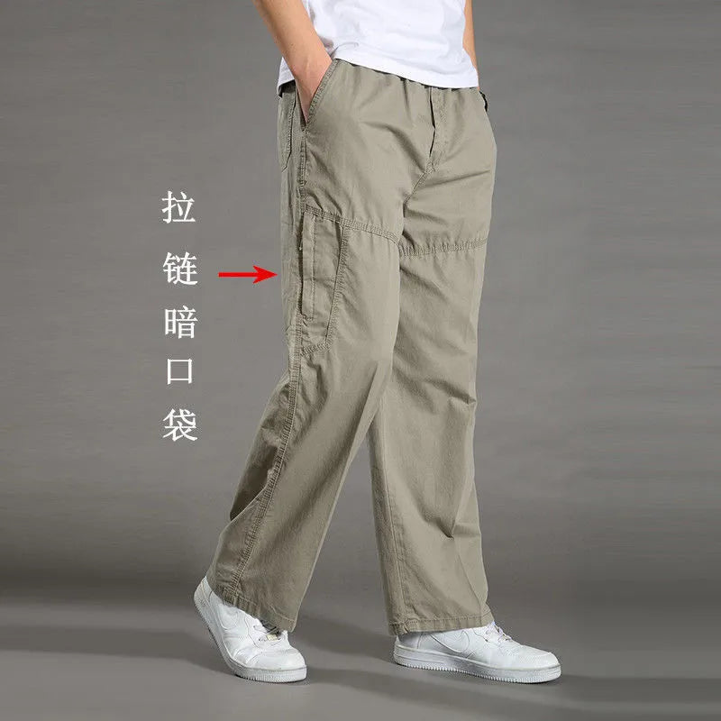 Pantalón cargo holgado de algodón para hombre