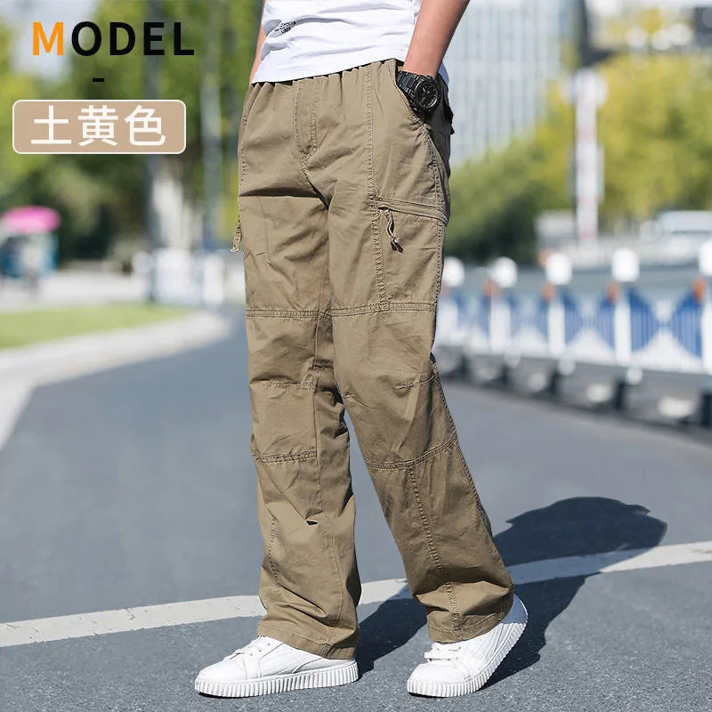 Pantalón cargo holgado de algodón para hombre