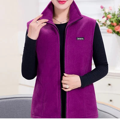 Chaleco polar sin mangas con cremallera para mujer (tallas grandes)
