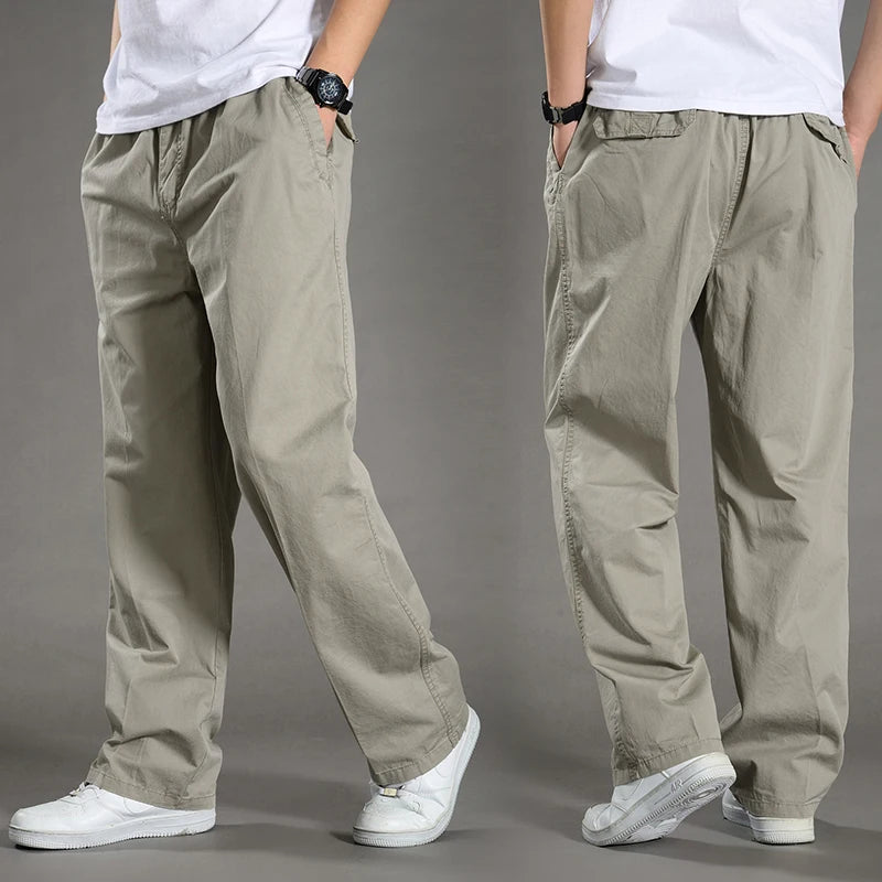 Pantalón cargo holgado de algodón para hombre