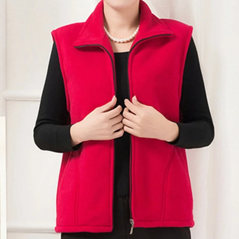 Chaleco polar sin mangas con cremallera para mujer (tallas grandes)