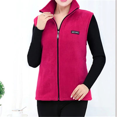 Chaleco polar sin mangas con cremallera para mujer (tallas grandes)