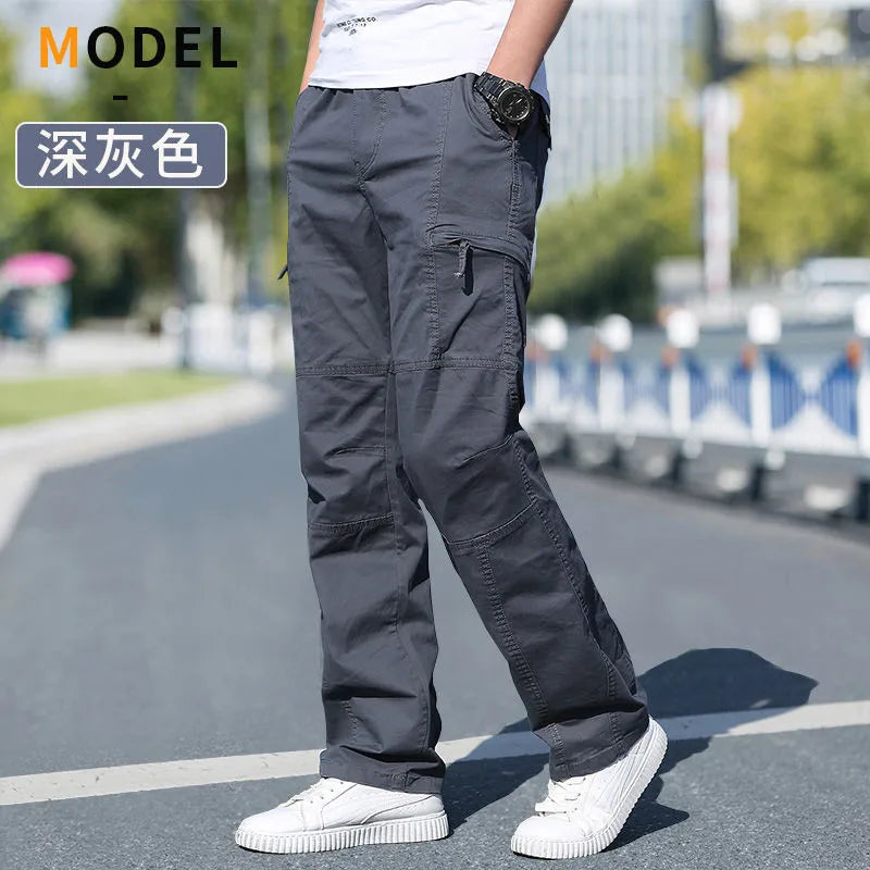 Pantalón cargo holgado de algodón para hombre