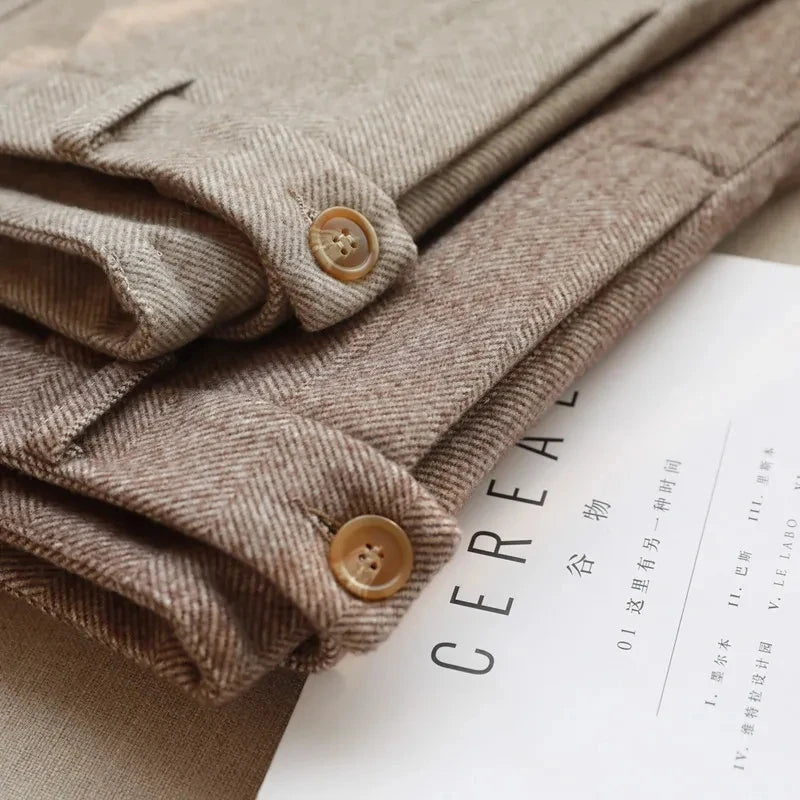 Pantalón de lana de tiro alto para otoño-invierno